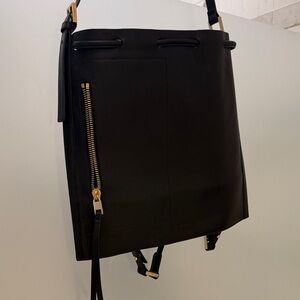 All Saints black leather backpack